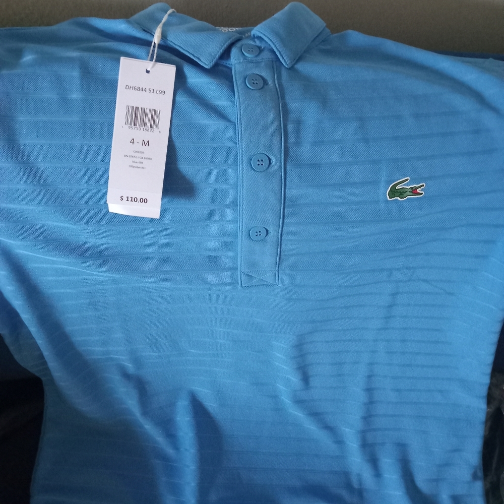 Blue lacoste short sleeve shirt